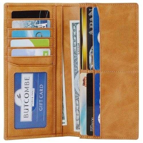 Mens Leather Long Luxury Designer Bifold Wallets Genuine Leather Breast Pocket Tall Wallet for Men with Card Slots